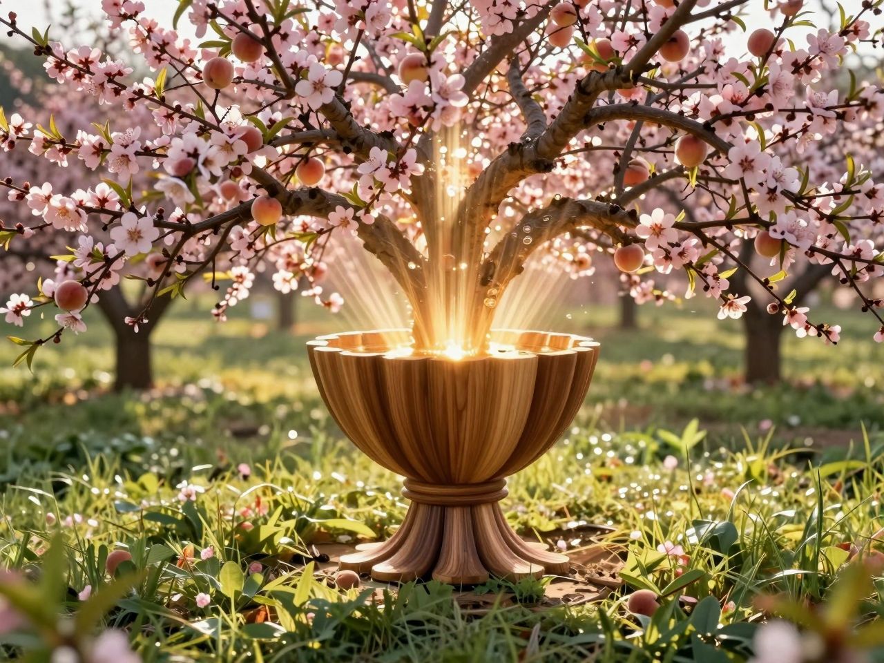 Voćka orezana u obliku pehara koja prima zraku božanske svjetlosti direktno u svoje središte.