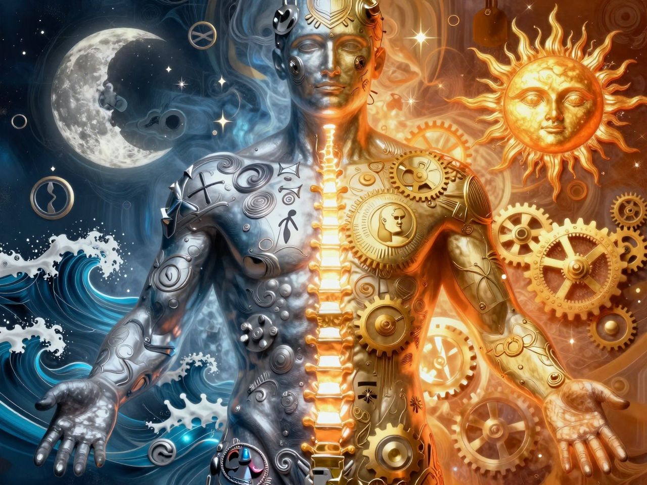 Simetrični prikaz tijela podijeljenog na hladnu lijevu stranu primanja i toplu desnu stranu davanja.