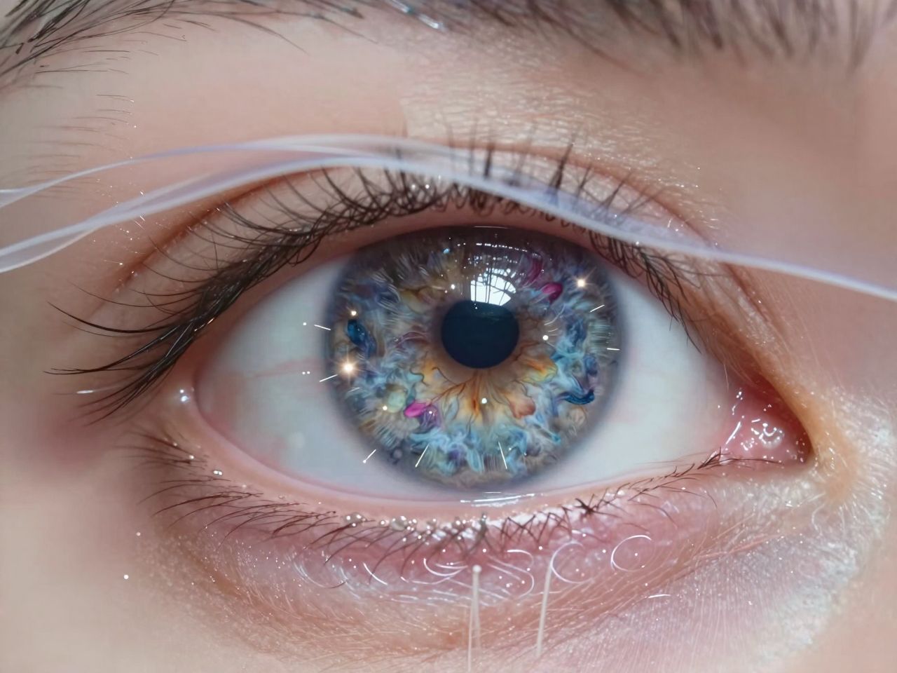 Makro fotografija oka koje odašilje energetske valove dok se nevidljivi veo podiže.